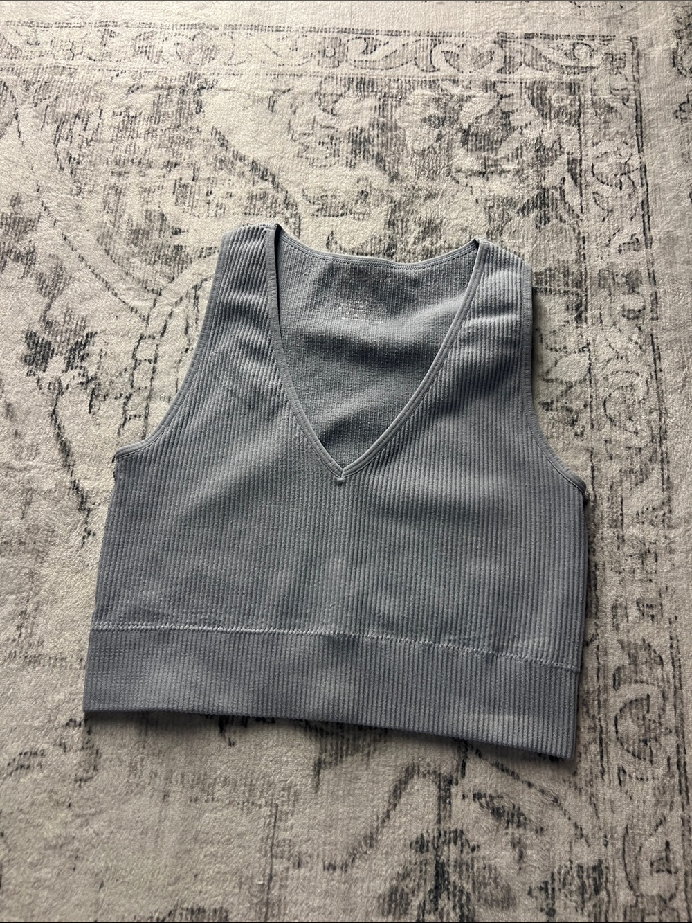 By Together Light Blue Ribbed Cropped Tank